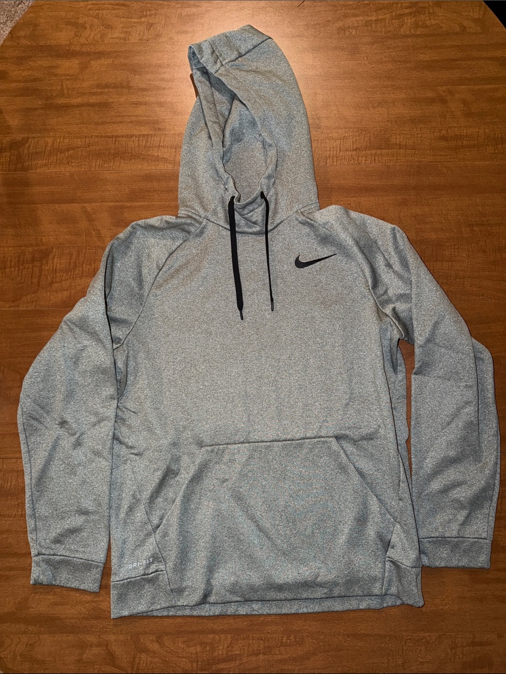 Nike Men's Heather Gray Dri-FIT Pullover Hoodie with Black Swoosh